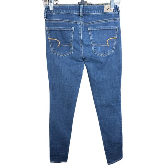 American Eagle Blue Denim Jeggings Womens 2 Skinny Leg Stretch - Picture 11 of 12